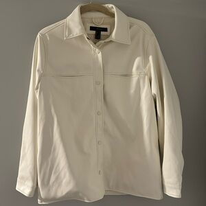 Fall White Faux Leather Button Down Shacket - Fall Jackets - Medium - F21